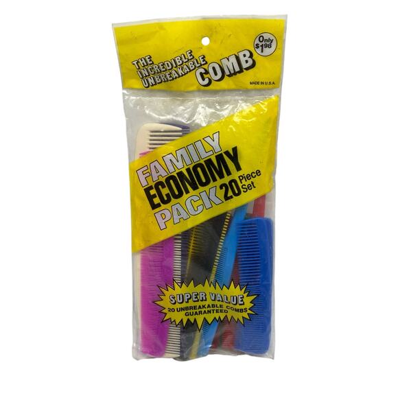 NOS Vintage Incredible Unbreakable Comb Bag of 20 Multi Color Plastic Combs USA - Picture 6 of 6
